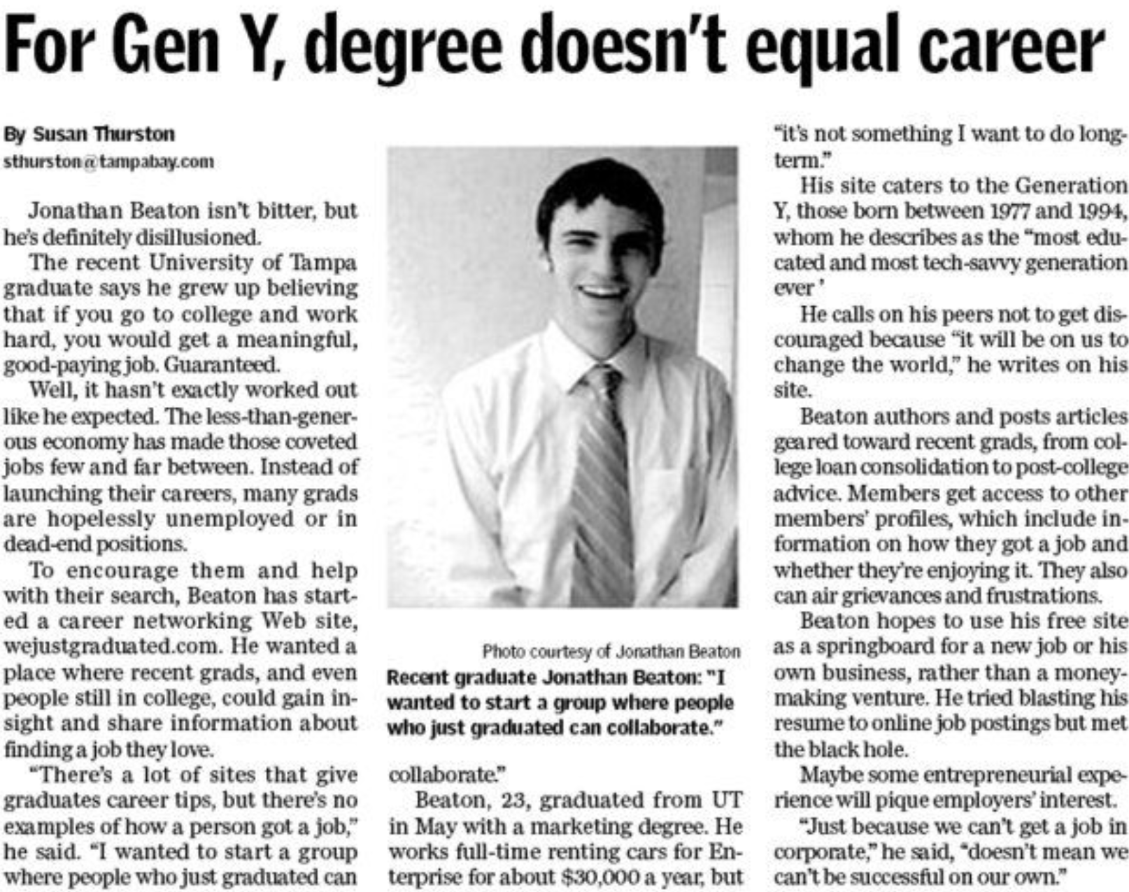Tampa Bay Times feature on wejustgraduated.com.
